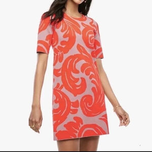 Ann Taylor Womens Mini Leaf Print Sweater Dress